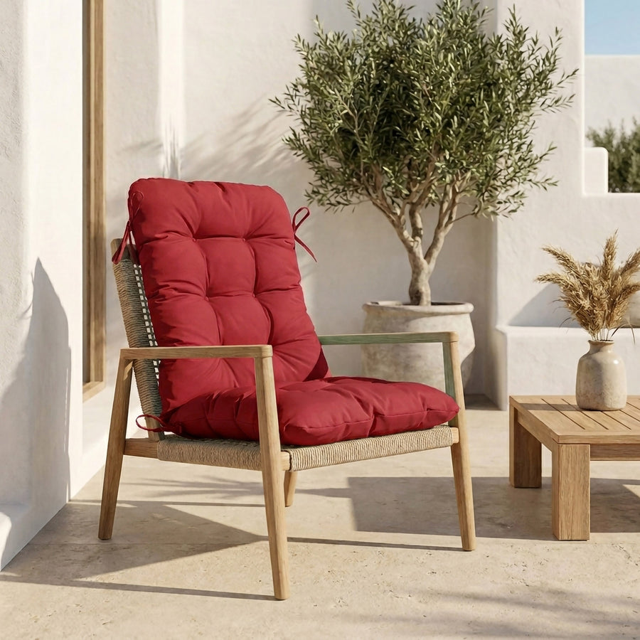 Cuscino Sedia con Schienale Alto 120x50 Rosso - Trapuntato (Comfort 8cm)