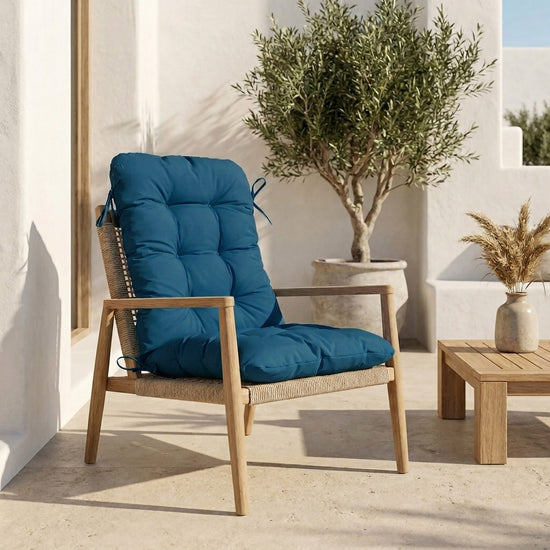 Cuscino Sedia con Schienale Alto 120x50 Blu Petrolio - Trapuntato (Comfort 8cm)