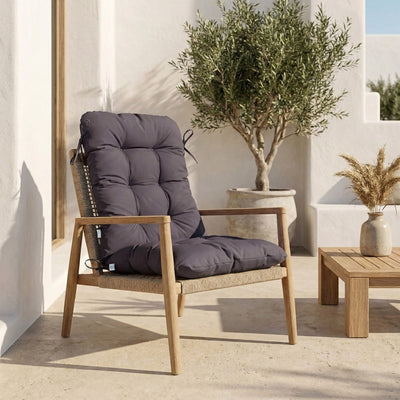 Cuscino Sedia con Schienale Alto 120x50 Grigio Carbone - Trapuntato (Comfort 8cm)