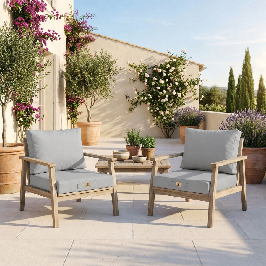 Set Cuscini Salotto da Giardino 50x50 Grigio Ciottolo - Sfoderabile & Anti-UV (Seduta + Schienale)