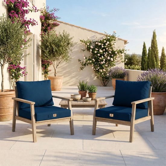 Set Cuscini Salotto da Giardino 50x50 Blu Petrolio - Sfoderabile & Anti-UV (Seduta + Schienale)