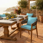 Ensemble Coussins Chaise Jardin 40x40 Rayure Turquoise - Premium 270g (Assise + Dossier)