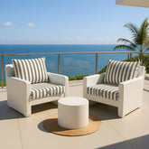 Coussins pour salon de jardin déhoussable 50x50cm - Rayure Beige - Deco-arts.fr
