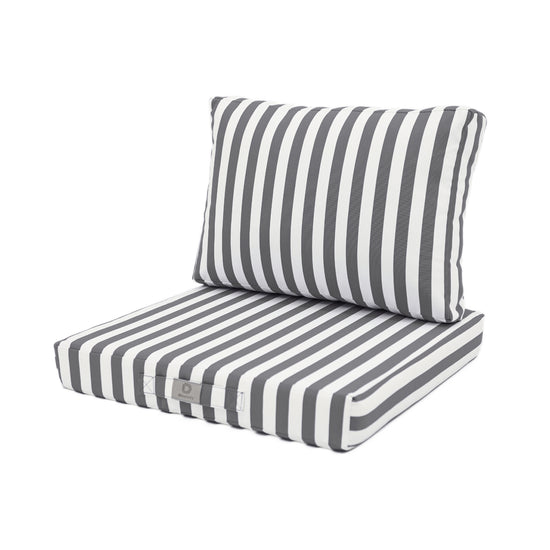 Coussins pour salon de jardin déhoussable 50x50cm - Rayure Gris foncé - Deco-arts.fr