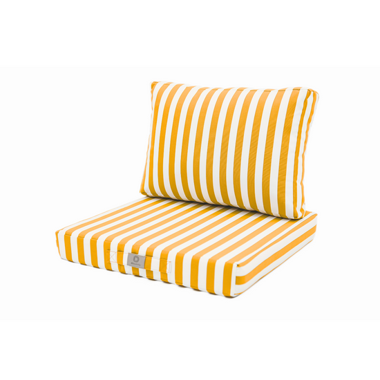 Coussins pour salon de jardin déhoussable 60x60cm - Rayure Jaune - Deco-arts.fr