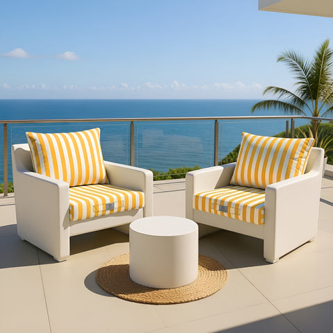 Cuscini per arredo giardino sfoderabili 50x50 cm - Strisce Gialle