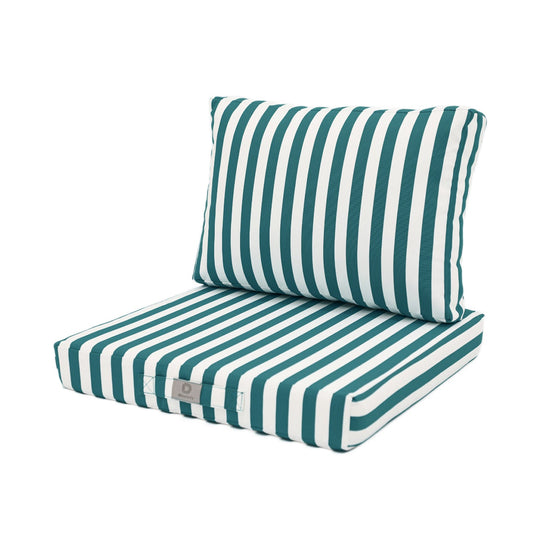 Ensemble de coussins de salon jardin rayure verte 50x50 cm, pour fauteuils et canapés, en tissu premium 270g.