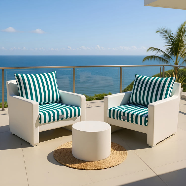 Coussins pour salon de jardin déhoussable 60x60cm - Rayure Vert - Deco-arts.fr