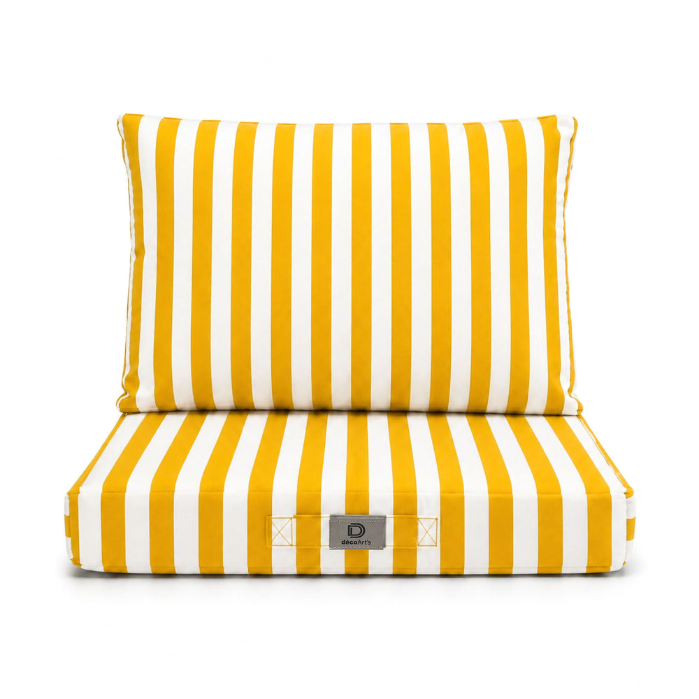 Set Cuscini Salotto da Giardino 60x60 Riga Gialla, tessuto anti-UV e idrorepellente
