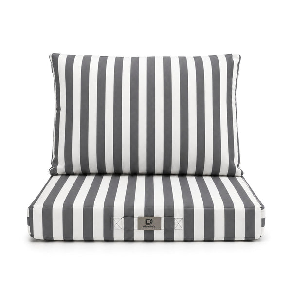 Ensemble Coussins Chaise Jardin 40x40 Rayure Gris Foncé - Premium 270g (Assise + Dossier)