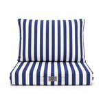 Set Cuscini Salotto da Giardino 50x50 Riga Blu Navy - Premium 270g (Seduta + Schienale)