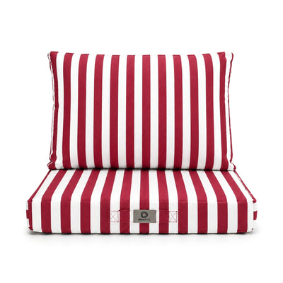 Set Cuscini Salotto da Giardino 50x50 Riga Rossa - Premium 270g (Seduta + Schienale)