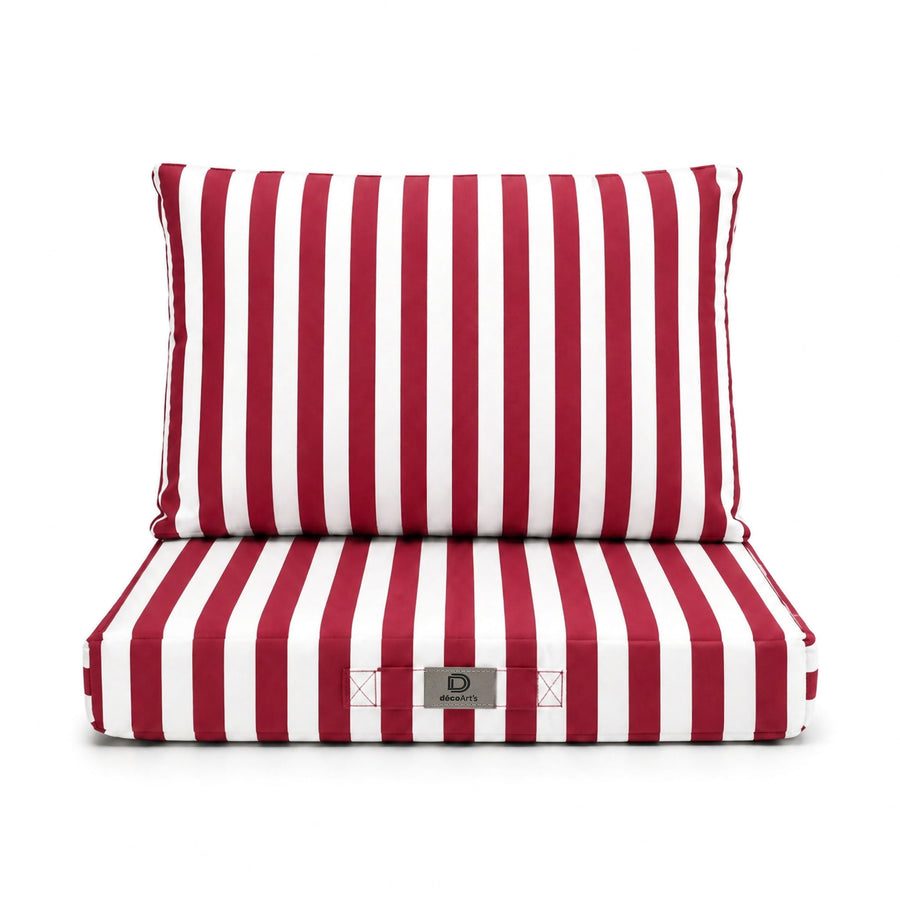 Set di Cuscini per Sedia da Giardino 40x40 Righe Rosso, tessuto anti-UV e idrorepellente