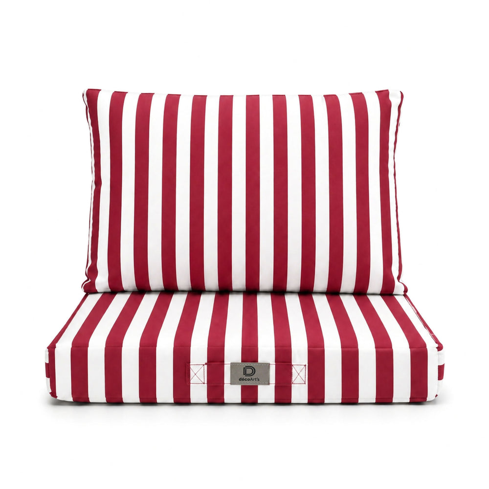 Set Cuscini Salotto da Giardino 60x60 Riga Rossa, tessuto anti-UV e idrorepellente