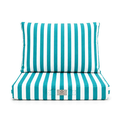 Set Cuscini Salotto da Giardino 50x50 Riga Turchese - Premium 270g (Seduta + Schienale)
