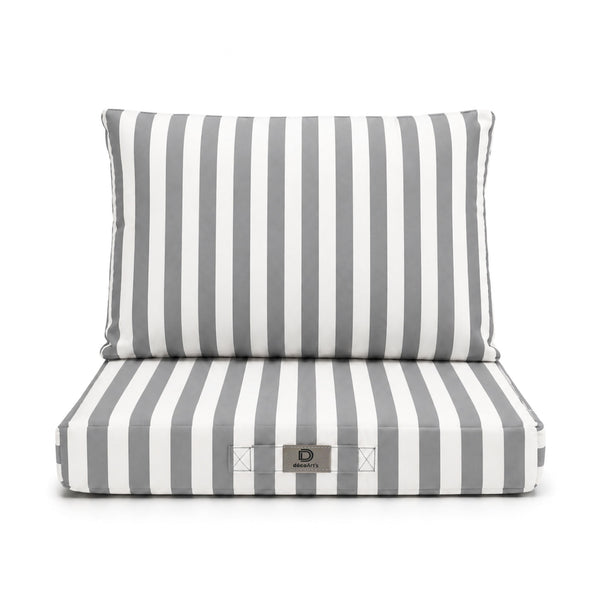 Set Cuscini Salotto da Giardino 50x50 Riga Grigio Chiaro - Premium 270g (Seduta + Schienale)
