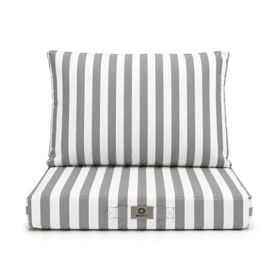 Set Cuscini Salotto da Giardino 60x60 Riga Grigio Chiaro - Premium 270g (Seduta + Schienale)