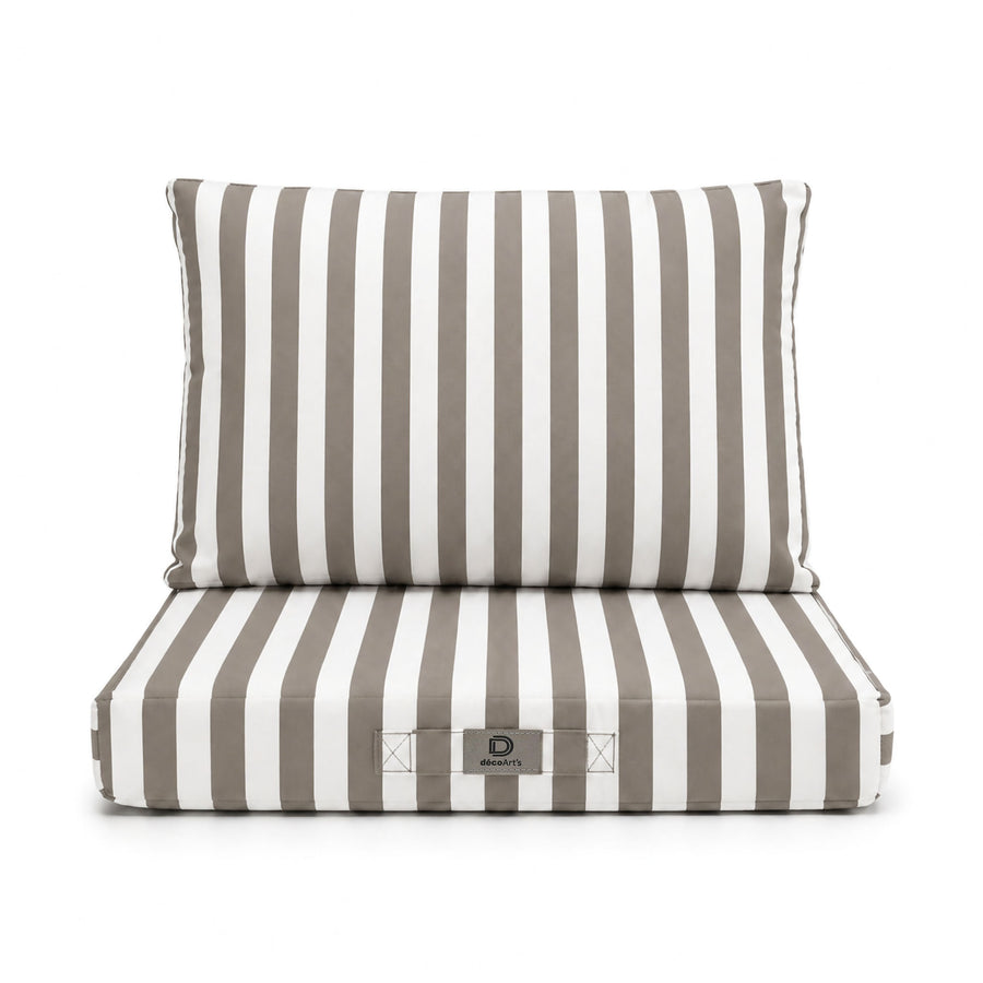 Set di Cuscini per Sedia da Giardino 40x40 Righe Beige, tessuto anti-UV e idrorepellente