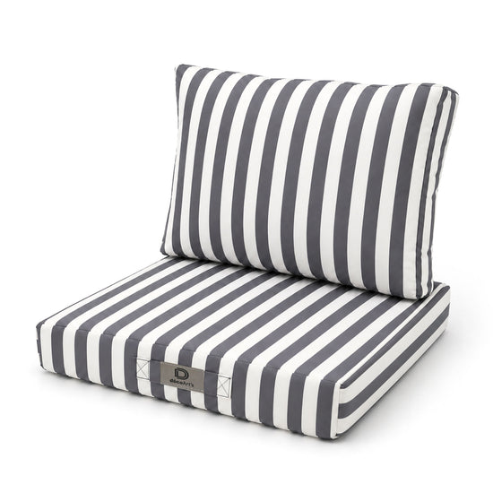 Set Cuscini Salotto da Giardino 50x50 Riga Grigio Scuro - Premium 270g (Seduta + Schienale)