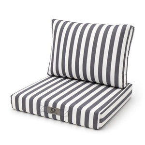 Set Cuscini Giardino 60x70 Righe Grigio Scuro - Premium 270g (Seduta + Schienale)