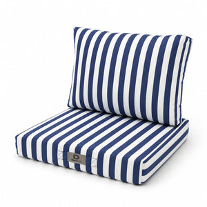 Set Cuscini Giardino 50x60 Righe Blu Navy - Premium 270g (Seduta + Schienale)