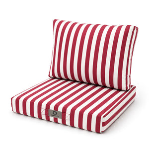 Set Cuscini Salotto da Giardino 50x50 Riga Rossa - Premium 270g (Seduta + Schienale)