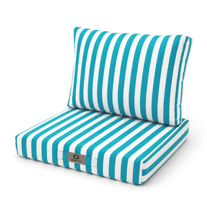 Set Cuscini Salotto da Giardino 60x60 Riga Turchese - Premium 270g (Seduta + Schienale)
