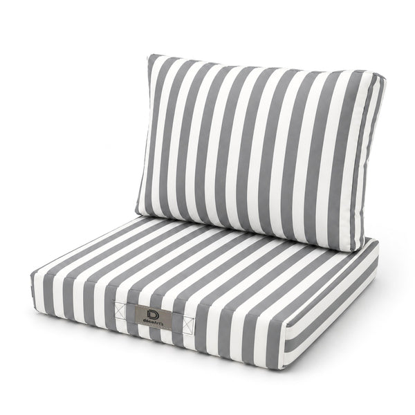 Set Cuscini Salotto da Giardino 50x50 Riga Grigio Chiaro - Premium 270g (Seduta + Schienale)