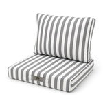Set Cuscini Giardino 50x60 Righe Grigio Chiaro - Premium 270g (Seduta + Schienale)