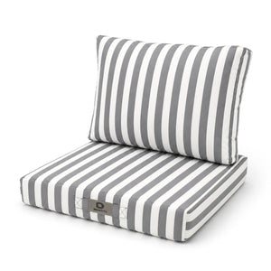 Set Cuscini Salotto da Giardino 60x60 Riga Grigio Chiaro - Premium 270g (Seduta + Schienale)