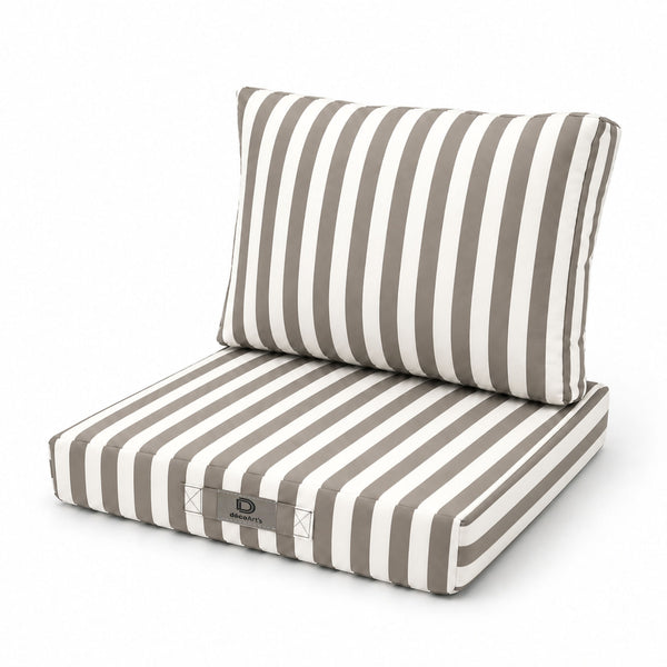 Set Cuscini Salotto da Giardino 50x50 Riga Beige - Premium 270g (Seduta + Schienale)