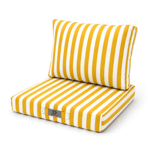 Set Cuscini Giardino 60x70 Righe Giallo - Premium 270g (Seduta + Schienale)