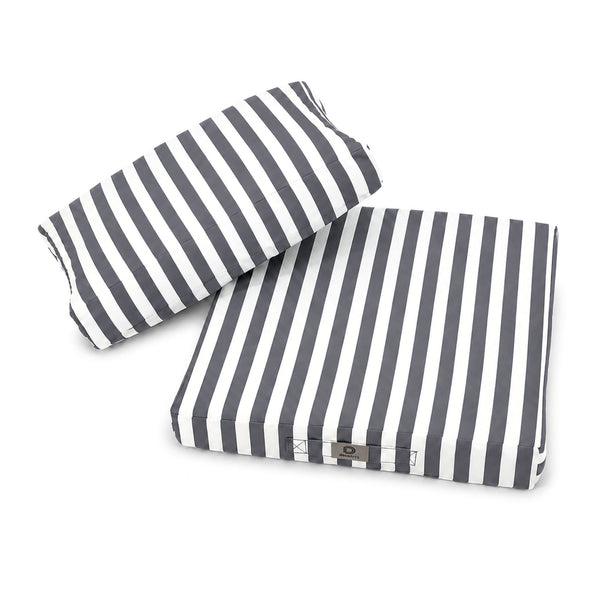 Ensemble Coussins Chaise Jardin 40x40 Rayure Gris Foncé - Premium 270g (Assise + Dossier)