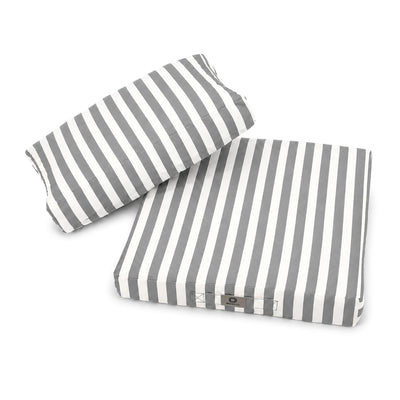 Set Cuscini Giardino 50x60 Righe Grigio Chiaro - Premium 270g (Seduta + Schienale)