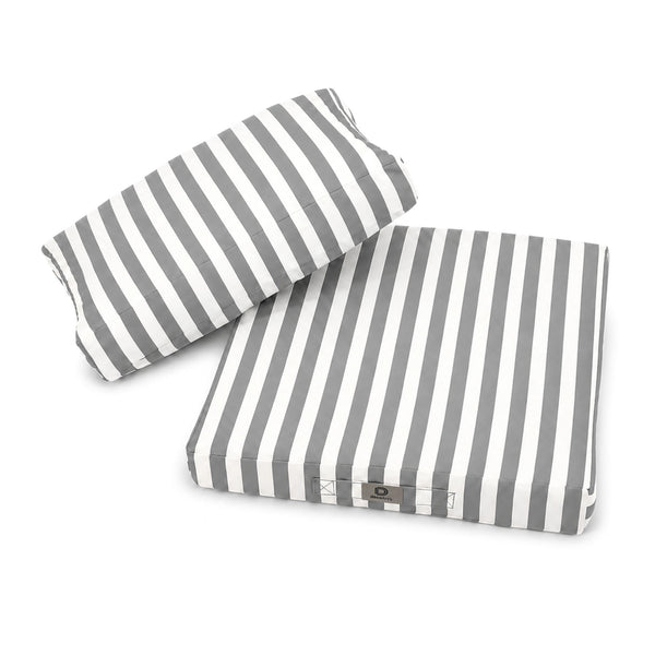 Ensemble Coussins Chaise Jardin 40x40 Rayure Gris Clair - Premium 270g (Assise + Dossier)