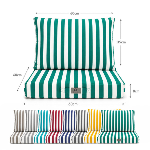 Set Cuscini Salotto da Giardino 60x60 Riga Verde - Premium 270g (Seduta + Schienale)