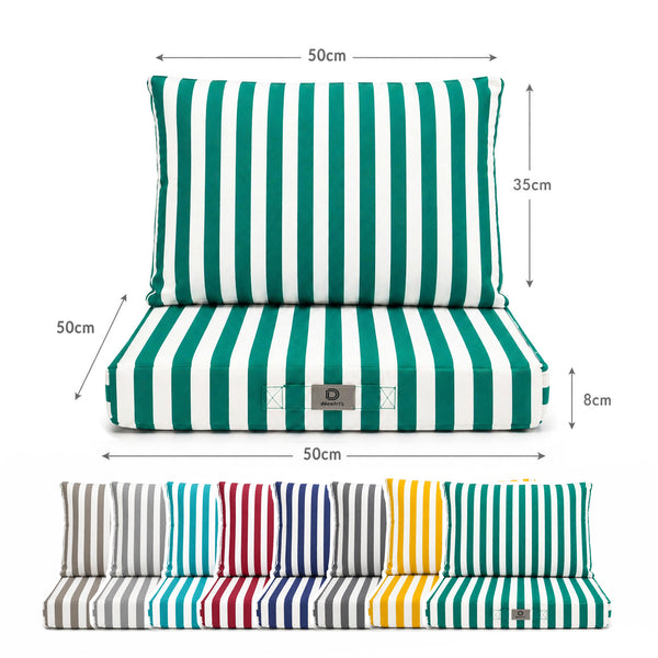 Set Cuscini Salotto da Giardino 50x50 Riga Verde - Premium 270g (Seduta + Schienale)