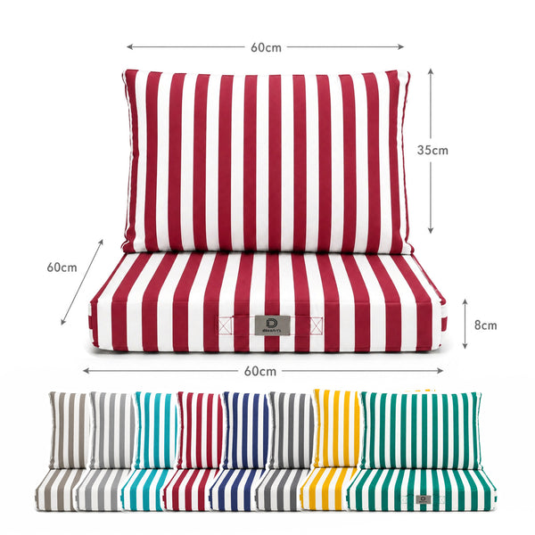 Set Cuscini Salotto da Giardino 60x60 Riga Rossa - Premium 270g (Seduta + Schienale)