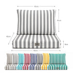 Ensemble Coussins Chaise Jardin 40x40 Rayure Gris Clair - Premium 270g (Assise + Dossier)