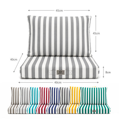 Ensemble Coussins Chaise Jardin 40x40 Rayure Gris Clair - Premium 270g (Assise + Dossier)