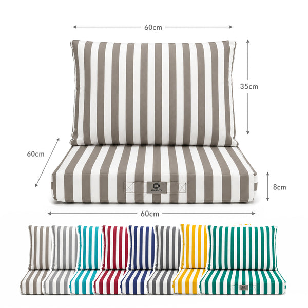 Set Cuscini Salotto da Giardino 60x60 Riga Beige - Premium 270g (Seduta + Schienale)