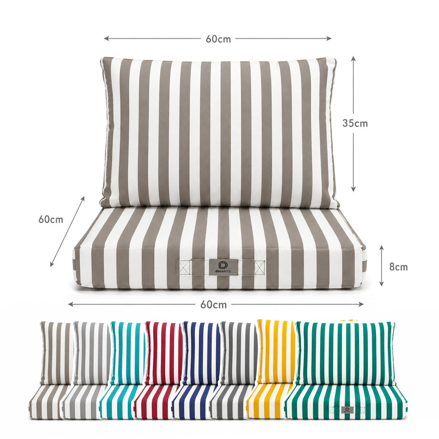 Set Cuscini Salotto da Giardino 60x60 Riga Beige, tessuto in poliestere