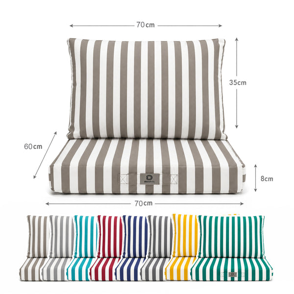 Set Cuscini Giardino 60x70 Righe Beige - Premium 270g (Seduta + Schienale)