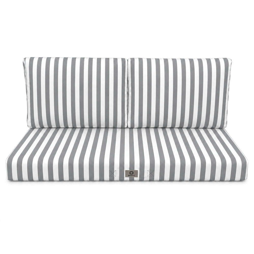Set Cuscini Salotto da Giardino 100x50 Riga Grigio Chiaro, tessuto anti-UV e idrorepellente