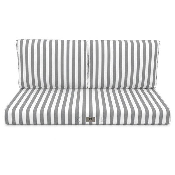 Set Cuscini Salotto da Giardino 100x50 Riga Grigio Chiaro - Premium 270g (1 Seduta + 2 Schienali)
