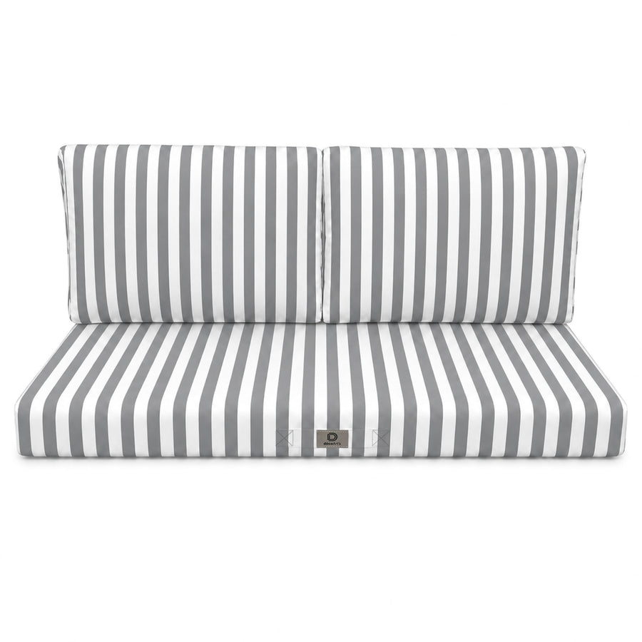 Set Cuscini Salotto da Giardino 100x50 Riga Grigio Chiaro, tessuto anti-UV e idrorepellente