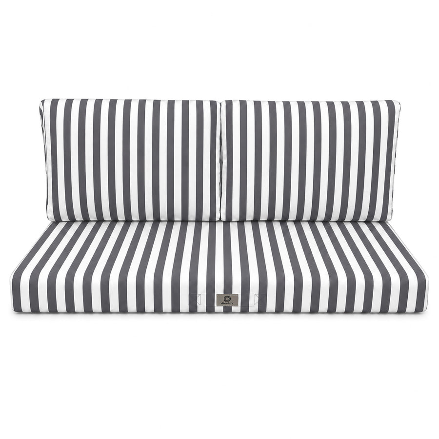 Set Cuscini Salotto da Giardino 120x60 Riga Grigio Scuro, tessuto anti-UV e idrorepellente