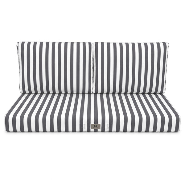 Set Cuscini Salotto da Giardino 100x50 Riga Grigio Scuro - Premium 270g (1 Seduta + 2 Schienali)