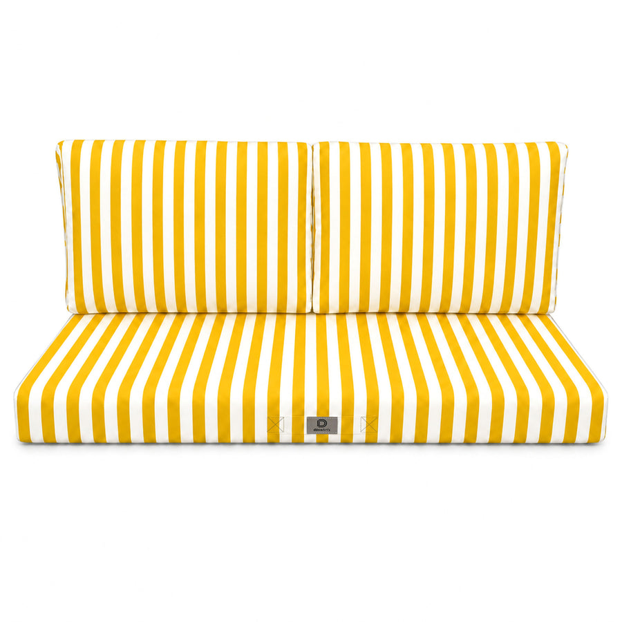 Set Cuscini Salotto da Giardino 120x60 Riga Gialla, tessuto anti-UV e idrorepellente