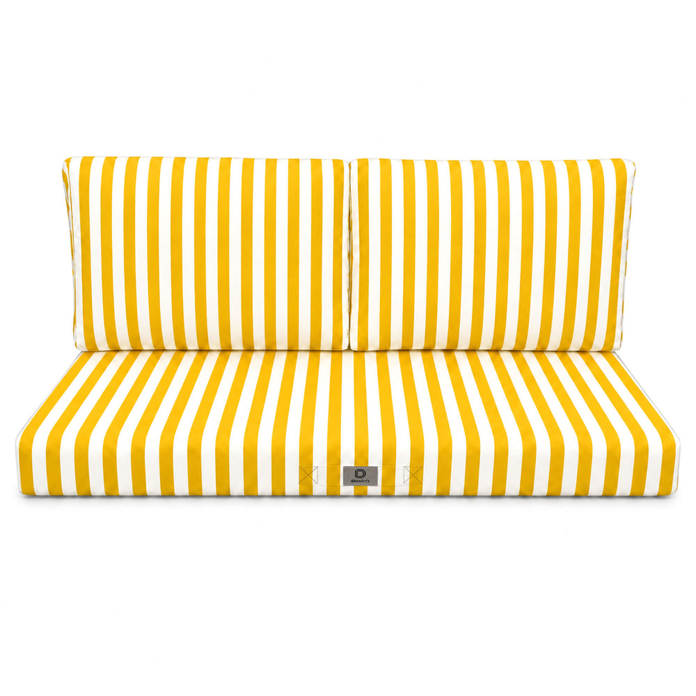 Set Cuscini Salotto da Giardino 100x50 Riga Gialla, tessuto anti-UV e idrorepellente